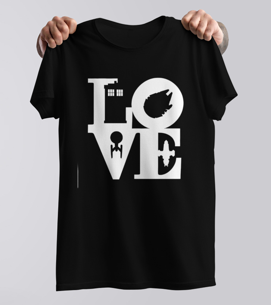 TARDIS Millennium Falcon Enterprise Serenity Sci Fi Love Mashup T-Shirt