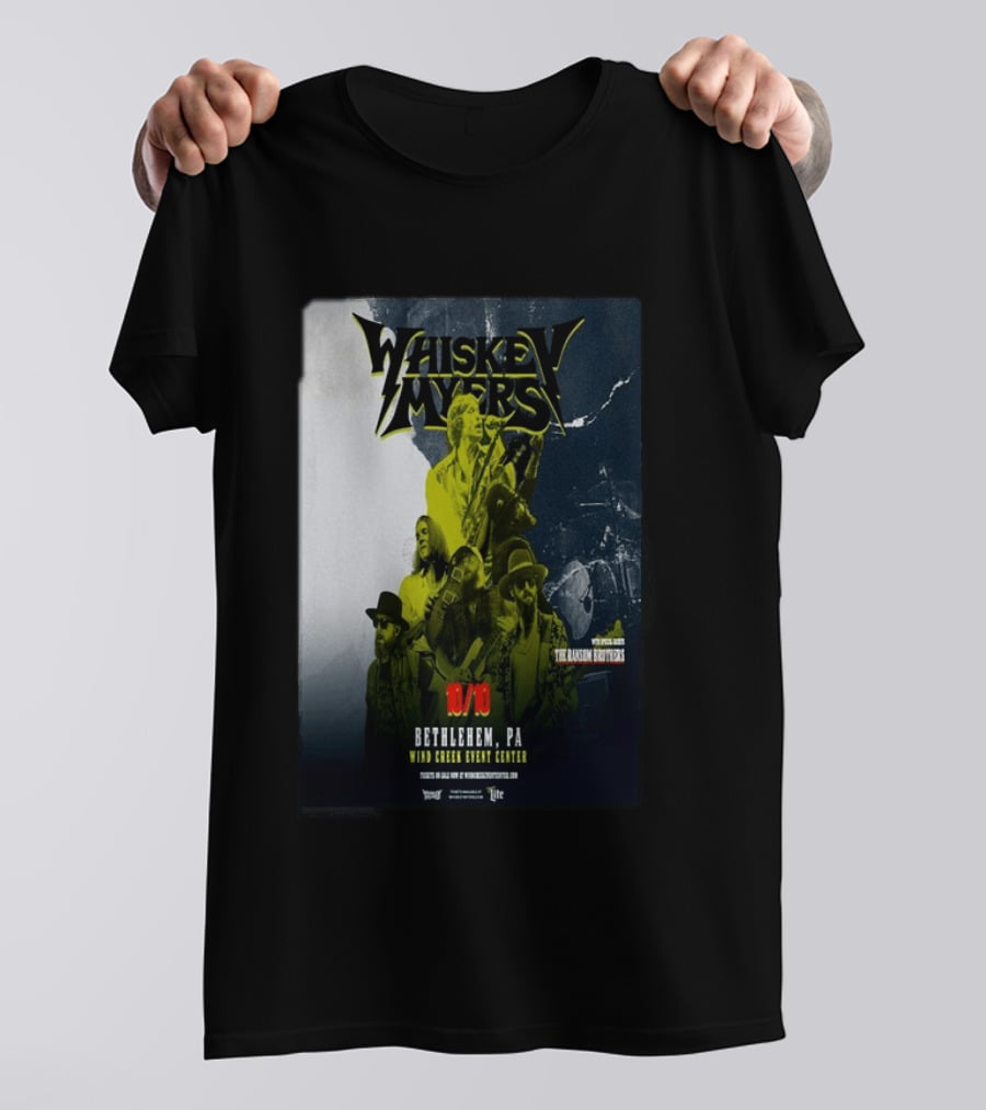 Whiskey Myers Bethlehem PA Concert October 10 2026 Wind Creek Event Center Featuring The Allman Betts Band T-Shirt