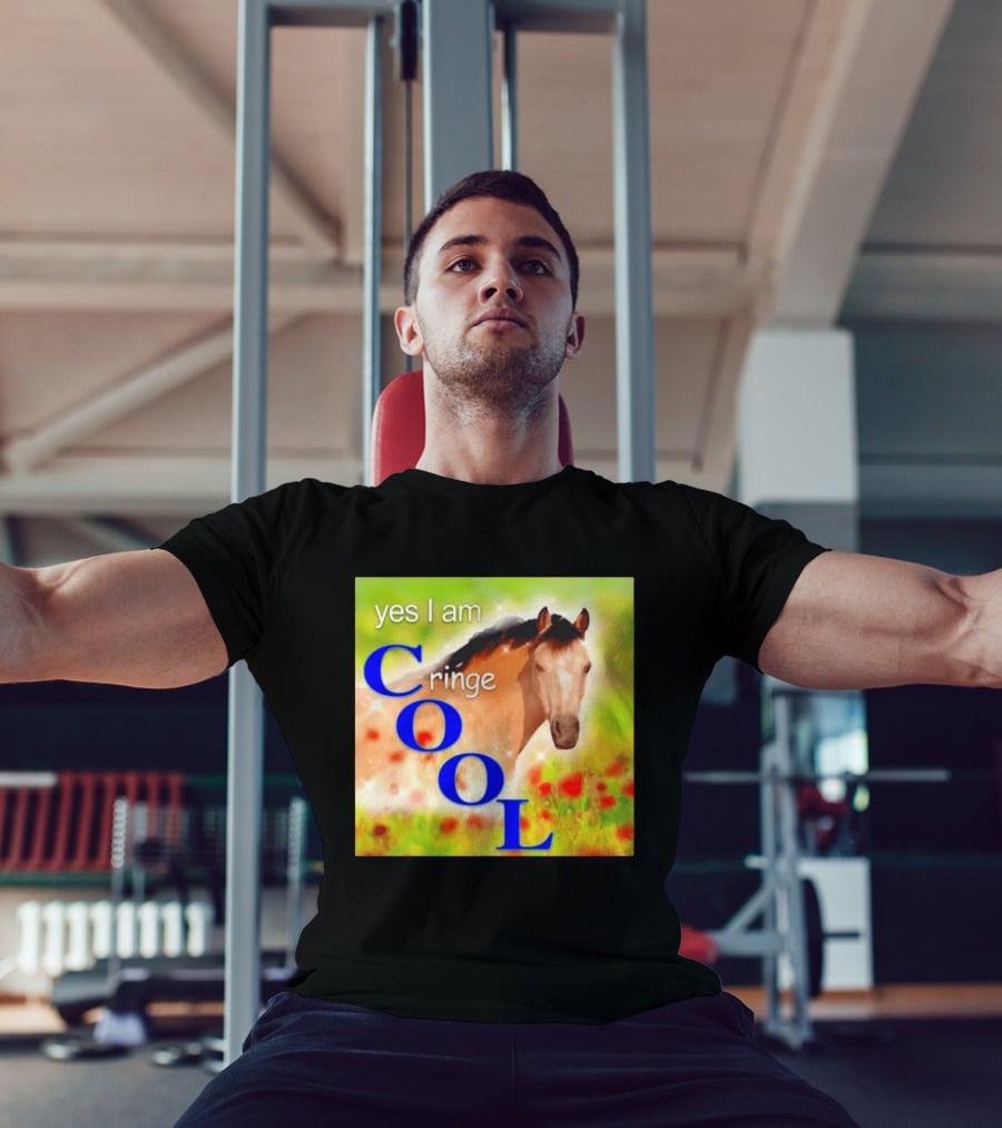 Yes I Am Cringe Cool Horse Meme Poppy Field T-Shirt
