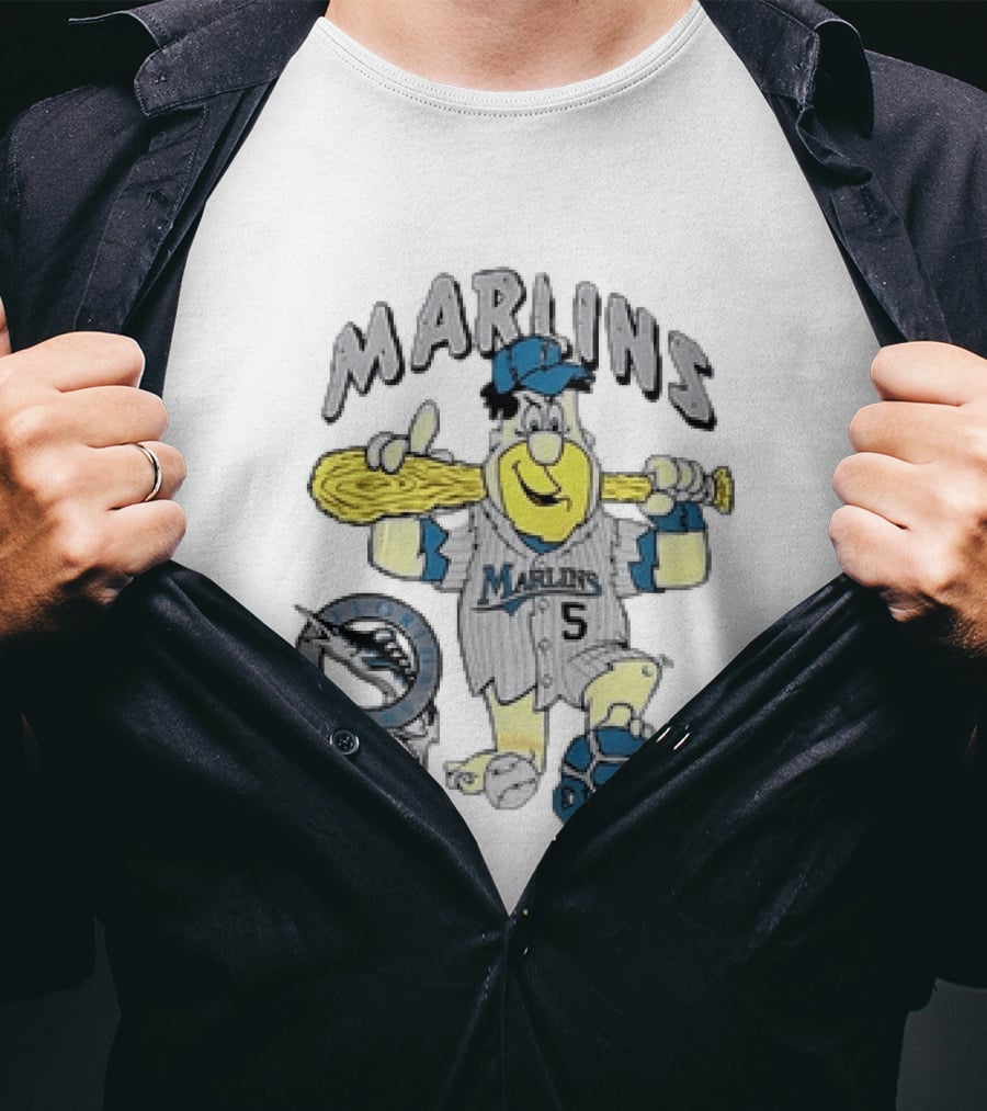 Barney Rubble Miami Marlins MLB Florida The Flintstones Baseball 5 T-Shirt