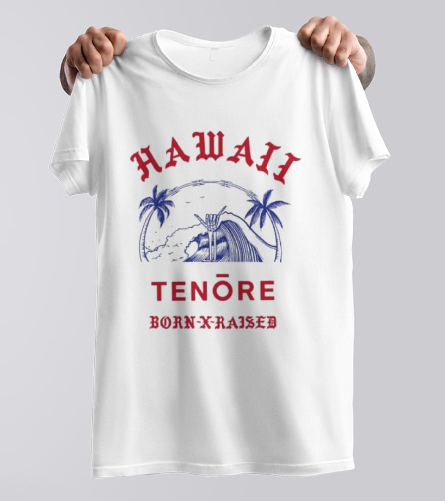Hawaii Tenōre Born X Raised Wave And Palm Trees T-Shirt