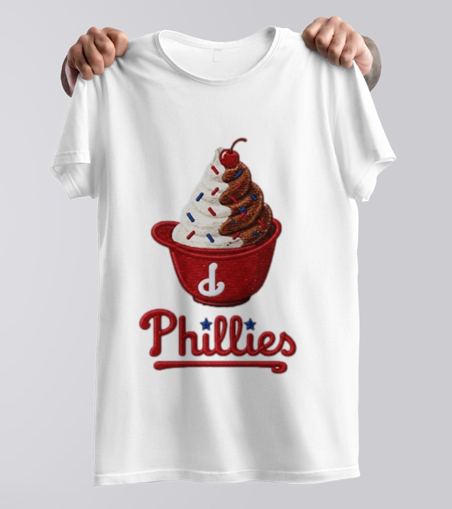 Philadelphia Phillies Ice Cream Sundae Embroidery Phillies T-Shirt