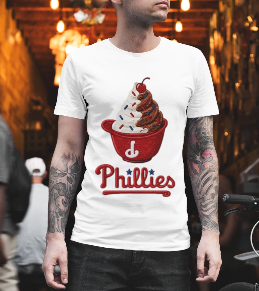 Philadelphia Phillies Ice Cream Sundae Embroidery Phillies T-Shirt
