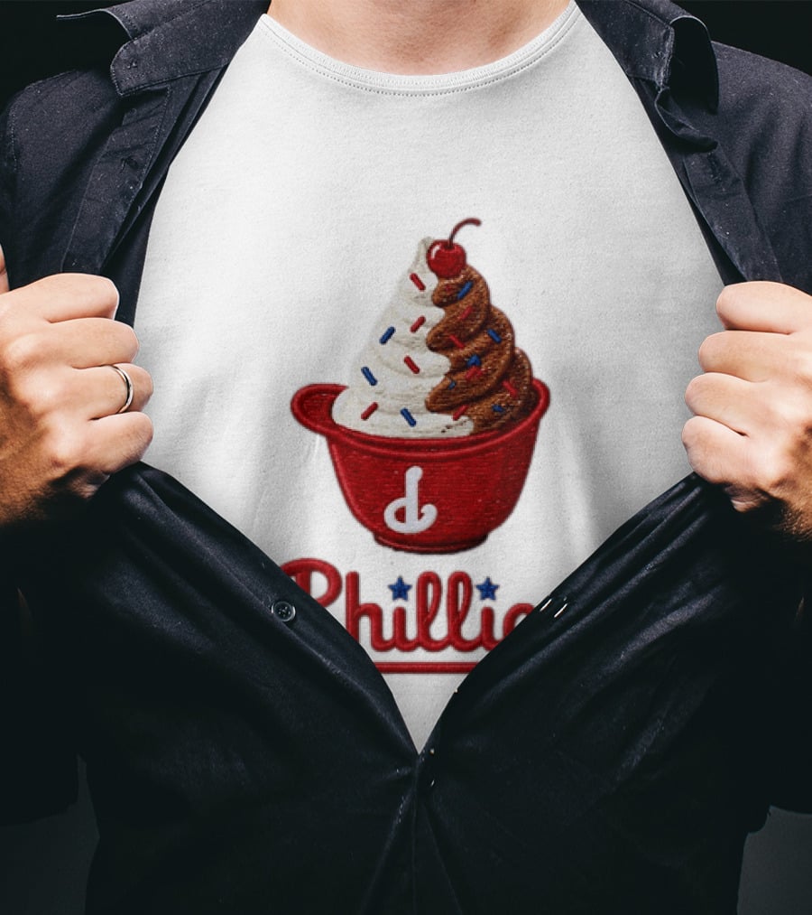 Philadelphia Phillies Ice Cream Sundae Embroidery Phillies T-Shirt