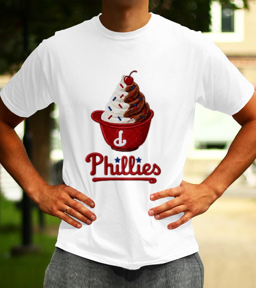 Philadelphia Phillies Ice Cream Sundae Embroidery Phillies T-Shirt