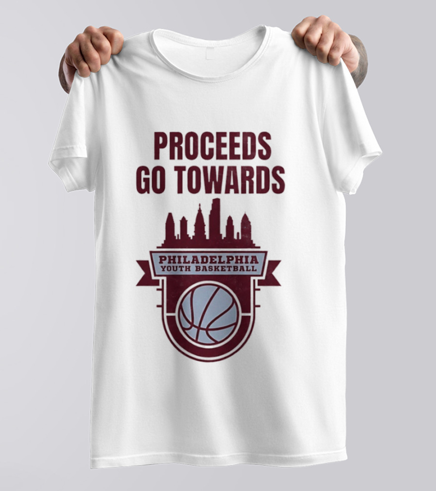 Philadelphia Youth Basketball Supporting Skyline And Ball T-Shirt