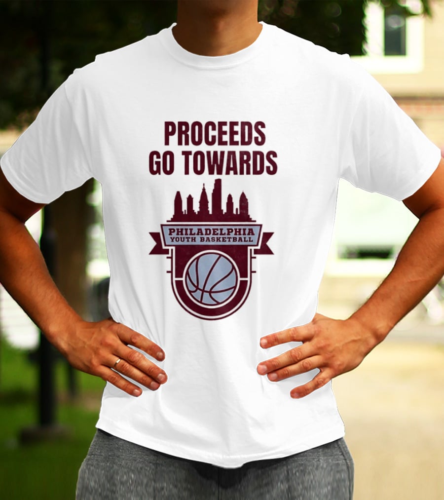 Philadelphia Youth Basketball Supporting Skyline And Ball T-Shirt