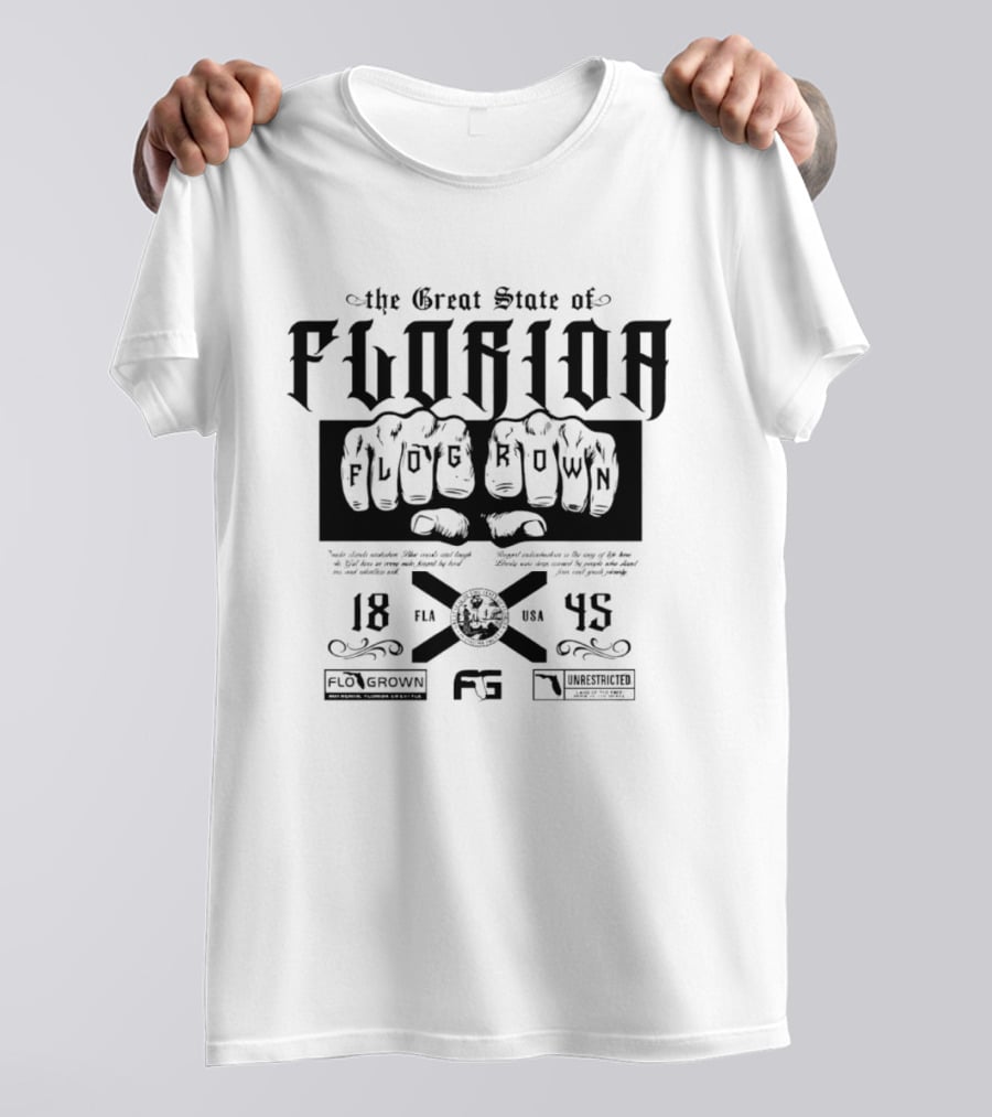 FloGrown The Great State Of Florida Unrestricted Lifestyle 1845 T-Shirt
