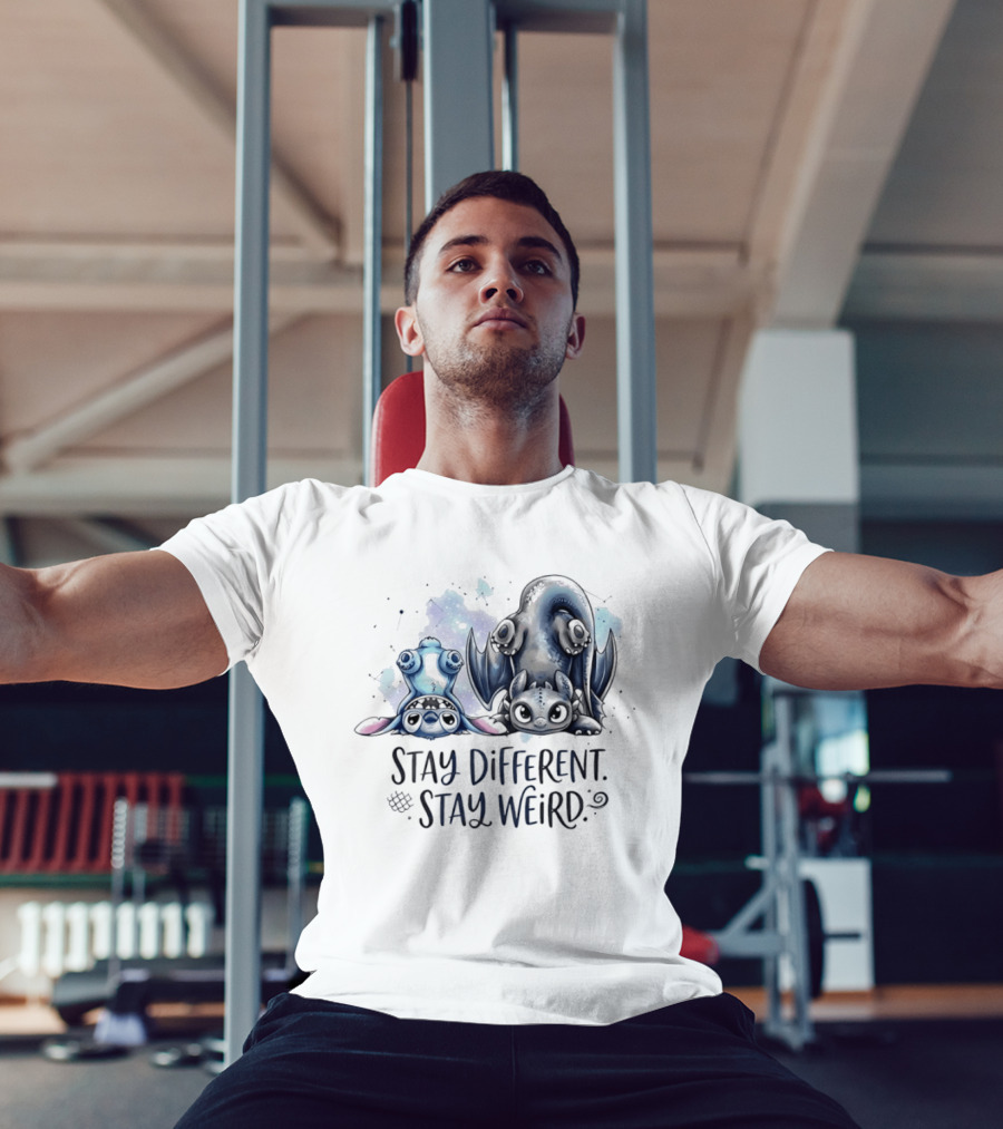 Stay Different Stay Weird Stitch And Toothless From Lilo And Stitch How To Train Your Dragon T-Shirt