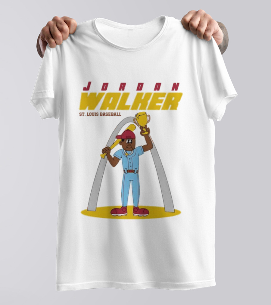 Jordan Walker St. Louis Cardinals MLB Cartoon Character With Trophy And Bat T-Shirt