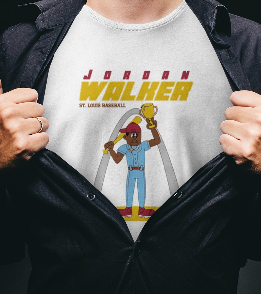 Jordan Walker St. Louis Cardinals MLB Cartoon Character With Trophy And Bat T-Shirt