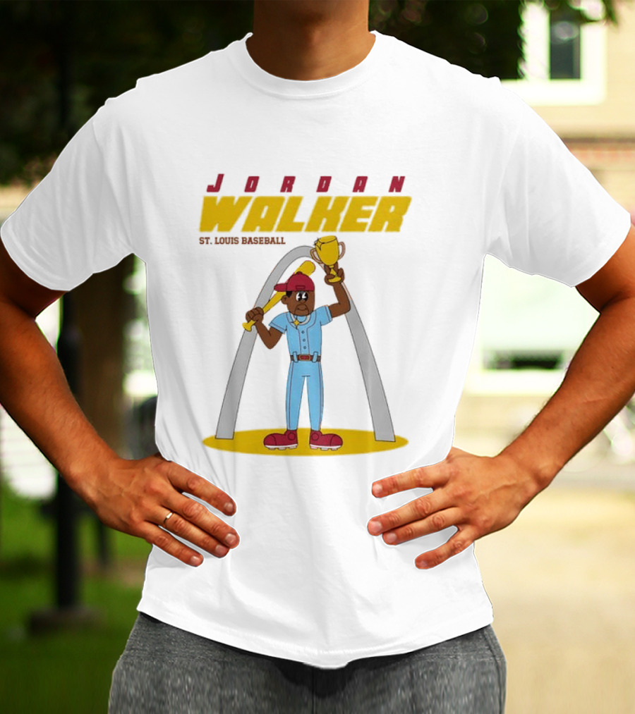 Jordan Walker St. Louis Cardinals MLB Cartoon Character With Trophy And Bat T-Shirt