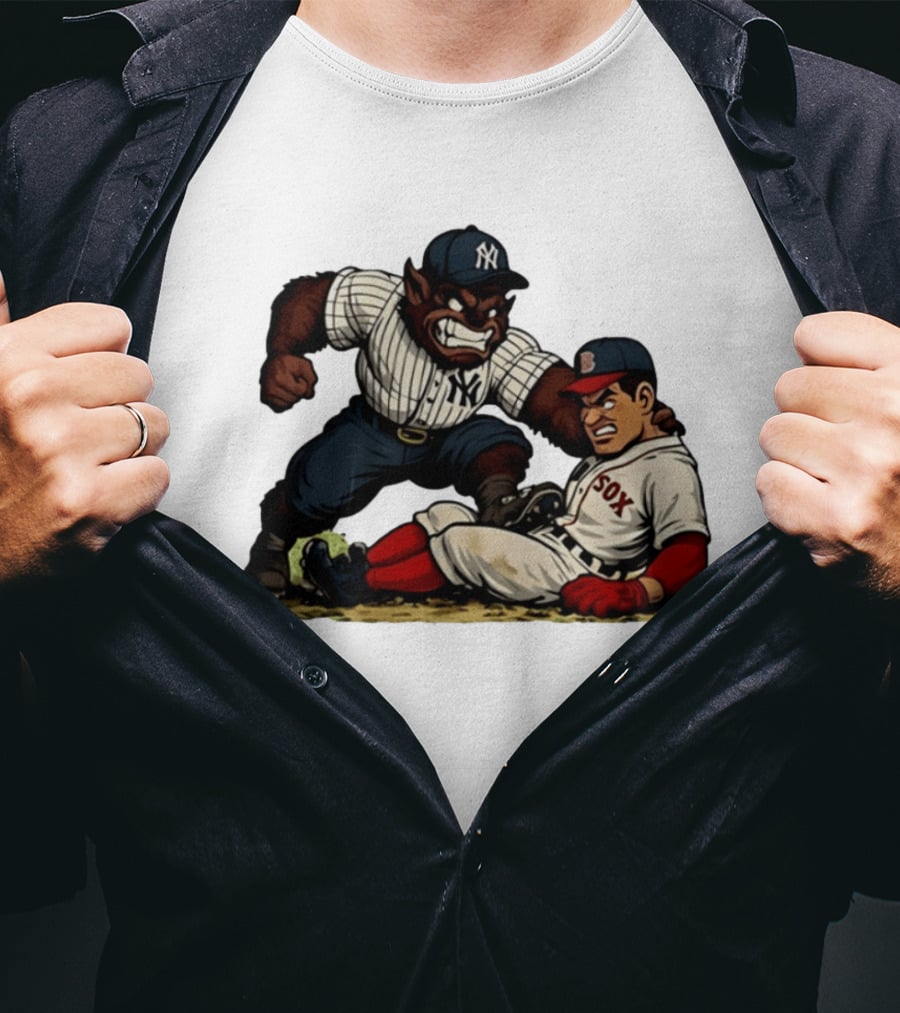New York Yankees Werewolf Vs Boston Red Sox Player Showdown T-Shirt