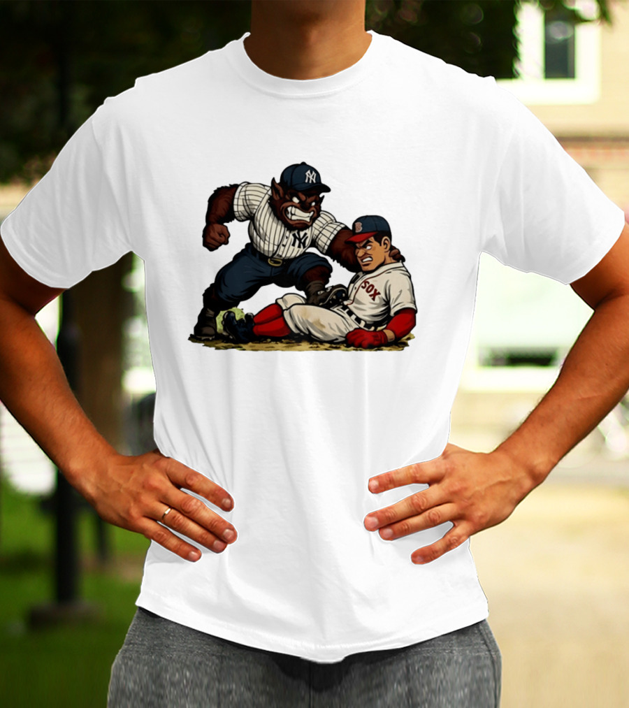 New York Yankees Werewolf Vs Boston Red Sox Player Showdown T-Shirt