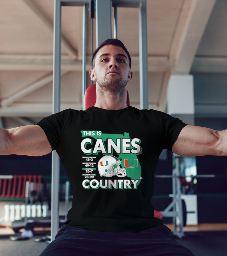 This Is Canes Country Miami Hurricanes Florida Map University Of Miami Football Helmet T-Shirt