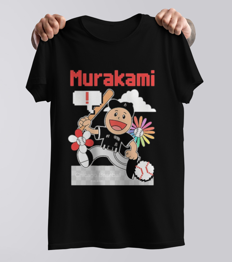 Murakami Chicago Baseball Munetaka Flower Baseball Cartoon T-Shirt