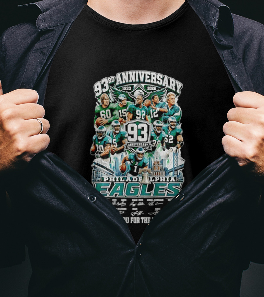 Philadelphia Eagles 93rd Anniversary 1933 2026 Thanks For The Memories With Signatures T-Shirt