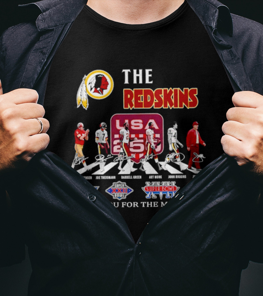 The Washington Redskins Legends Theismann Gibbs Jurgensen Green Monk Riggins Thank You For The Memories USA Redskins Super Bowl XVII XXII XXVI T-Shirt