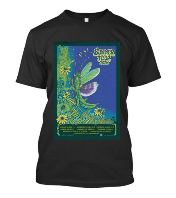 Phish Summer Tour 2026 Madison To Commerce City Dates Floral Grasshopper T-Shirt