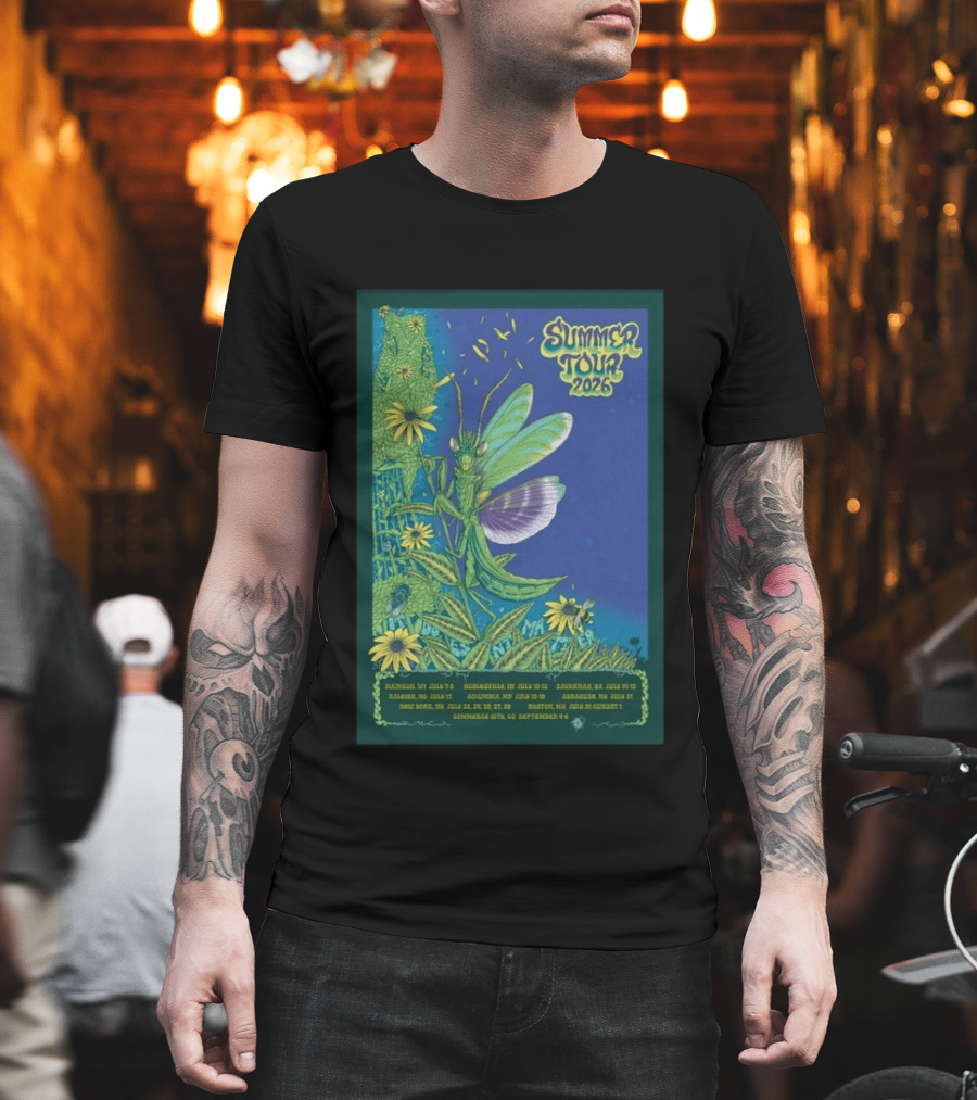 Phish Summer Tour 2026 Madison To Commerce City Dates Floral Grasshopper T-Shirt