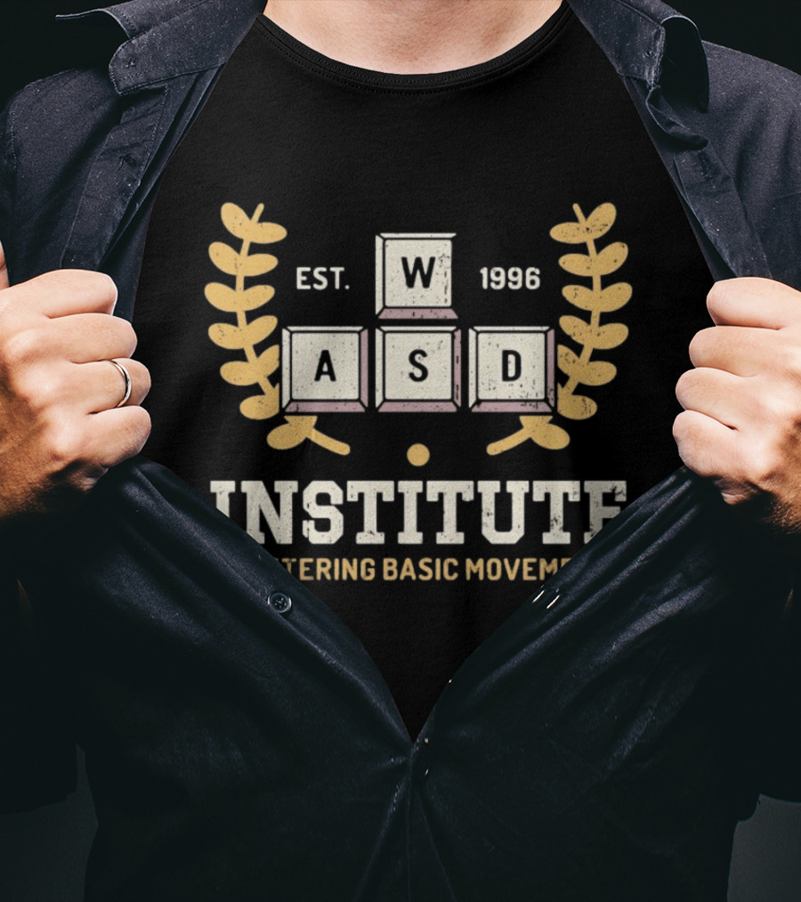 WASD Institute Est 1996 Mastering Basic Movement Laurel Keyboard Keys T-Shirt