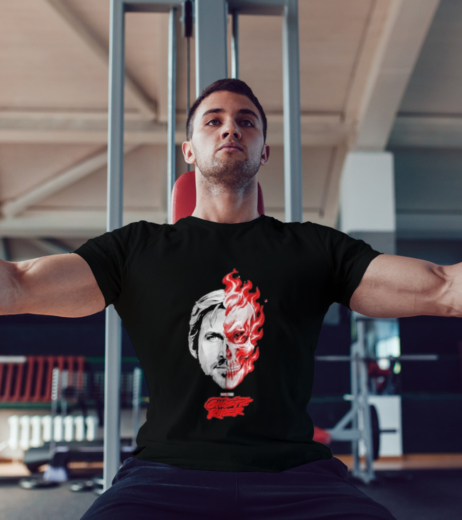 Ryan Gosling Ghost Rider 2028 Split Face Fiery Skull T-Shirt