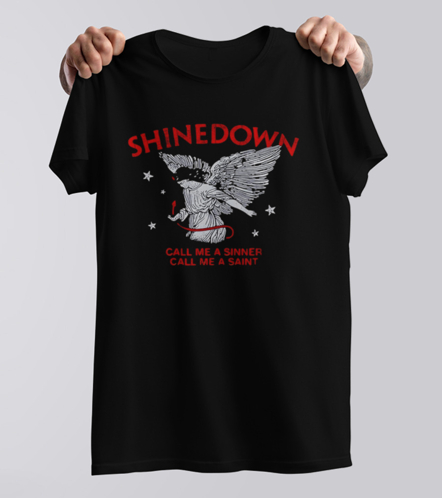 Shinedown Call Me A Sinner Call Me A Saint Angel Wings And Stars T-Shirt