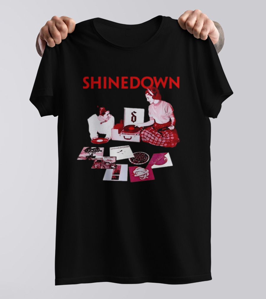 Shinedown Vinyl Record Collage Retro Music Band T-Shirt