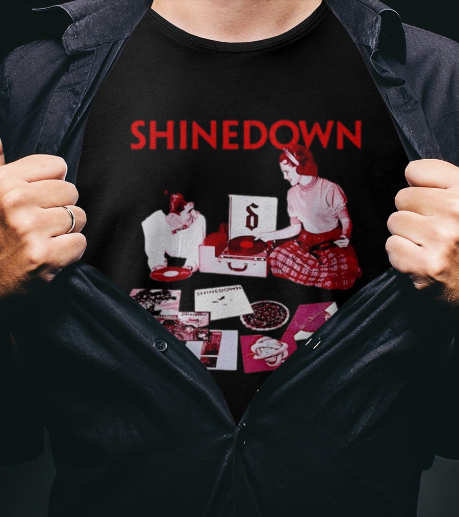 Shinedown Vinyl Record Collage Retro Music Band T-Shirt