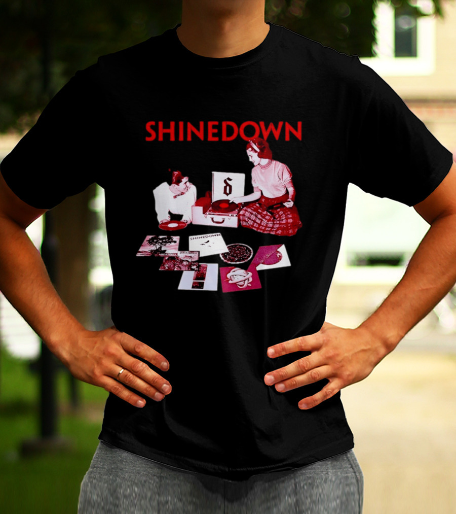 Shinedown Vinyl Record Collage Retro Music Band T-Shirt