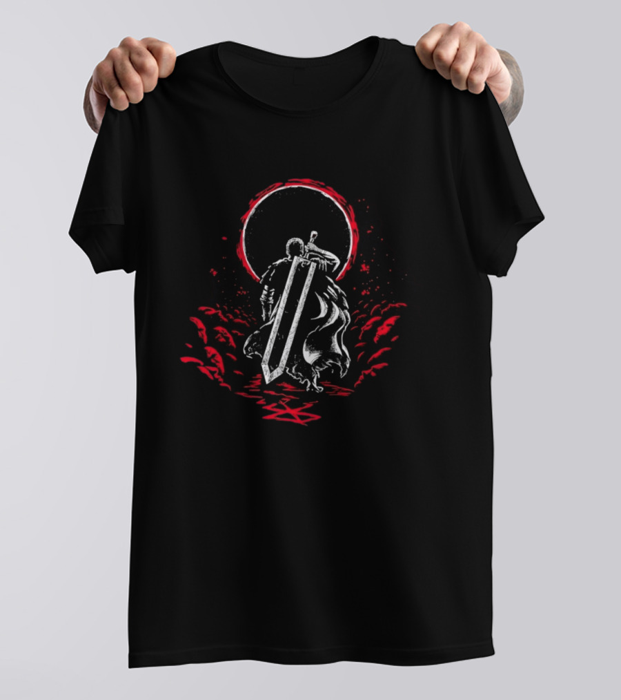 Crimson Sun Rises Dragon Slayer Warrior Shield Eclipse T-Shirt