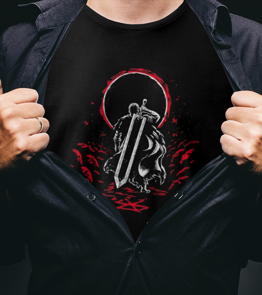 Crimson Sun Rises Dragon Slayer Warrior Shield Eclipse T-Shirt
