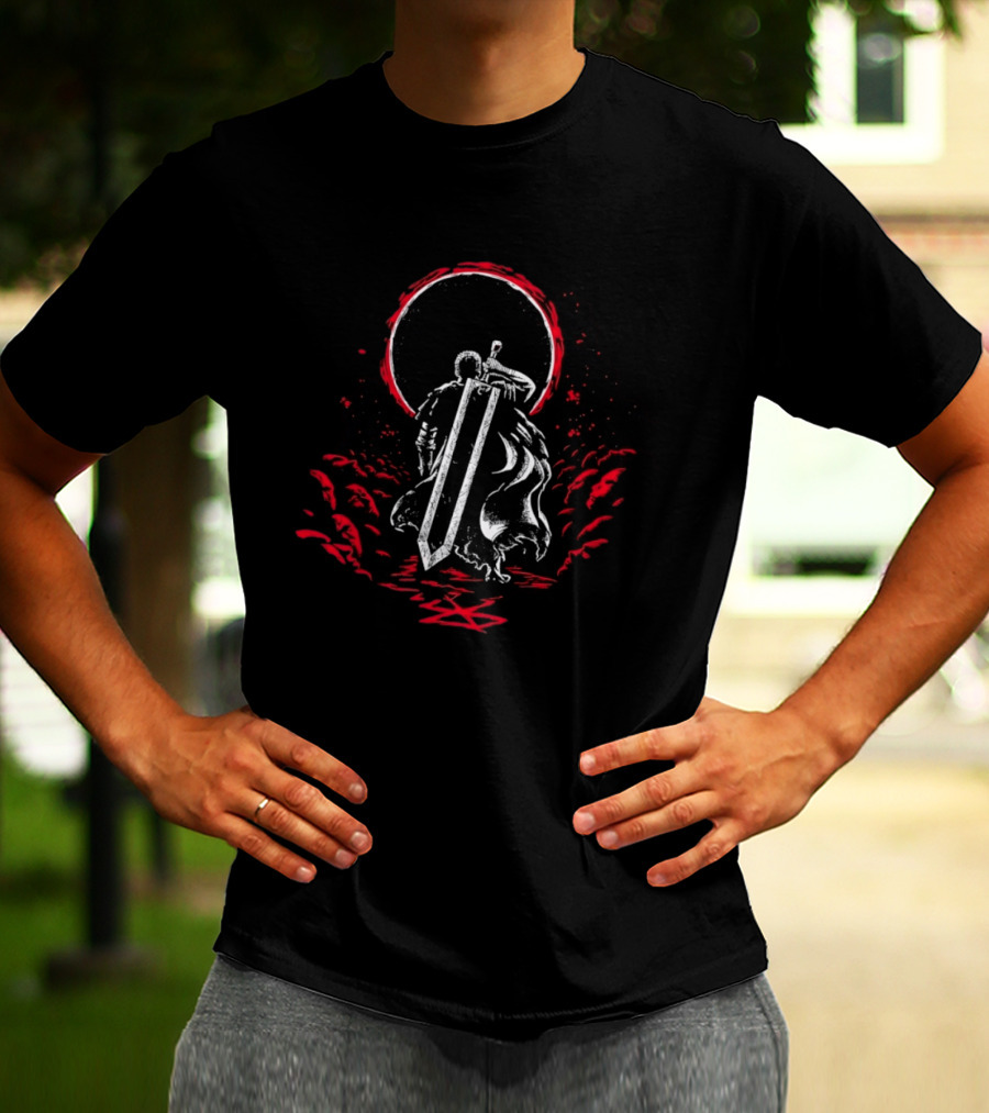 Crimson Sun Rises Dragon Slayer Warrior Shield Eclipse T-Shirt
