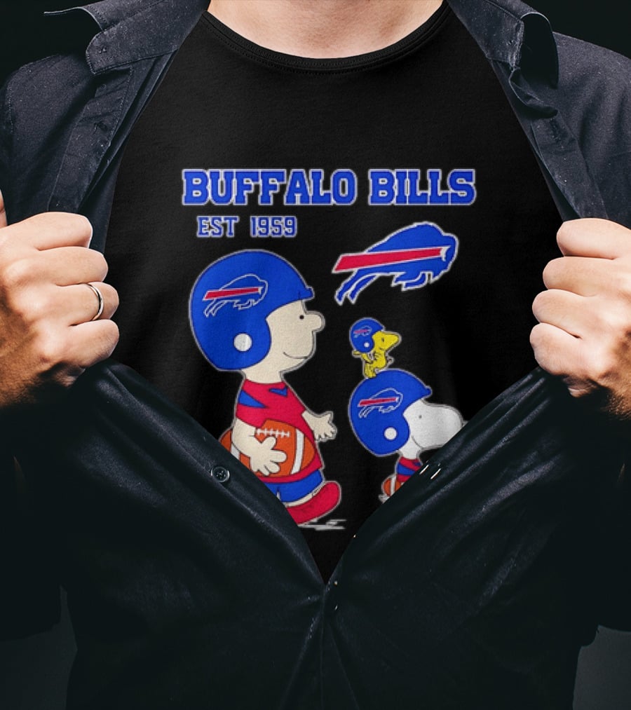 Buffalo Bills Est 1959 Charlie Brown Snoopy Peanuts Football Helmet T-Shirt