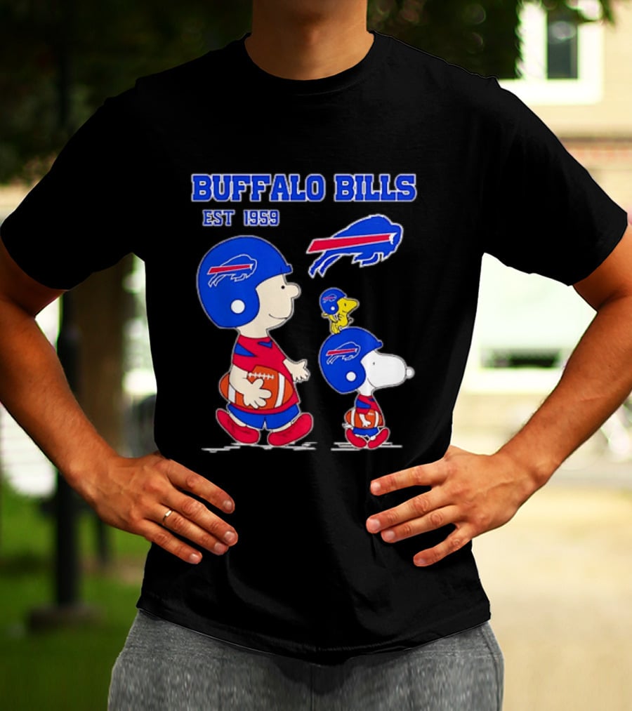 Buffalo Bills Est 1959 Charlie Brown Snoopy Peanuts Football Helmet T-Shirt