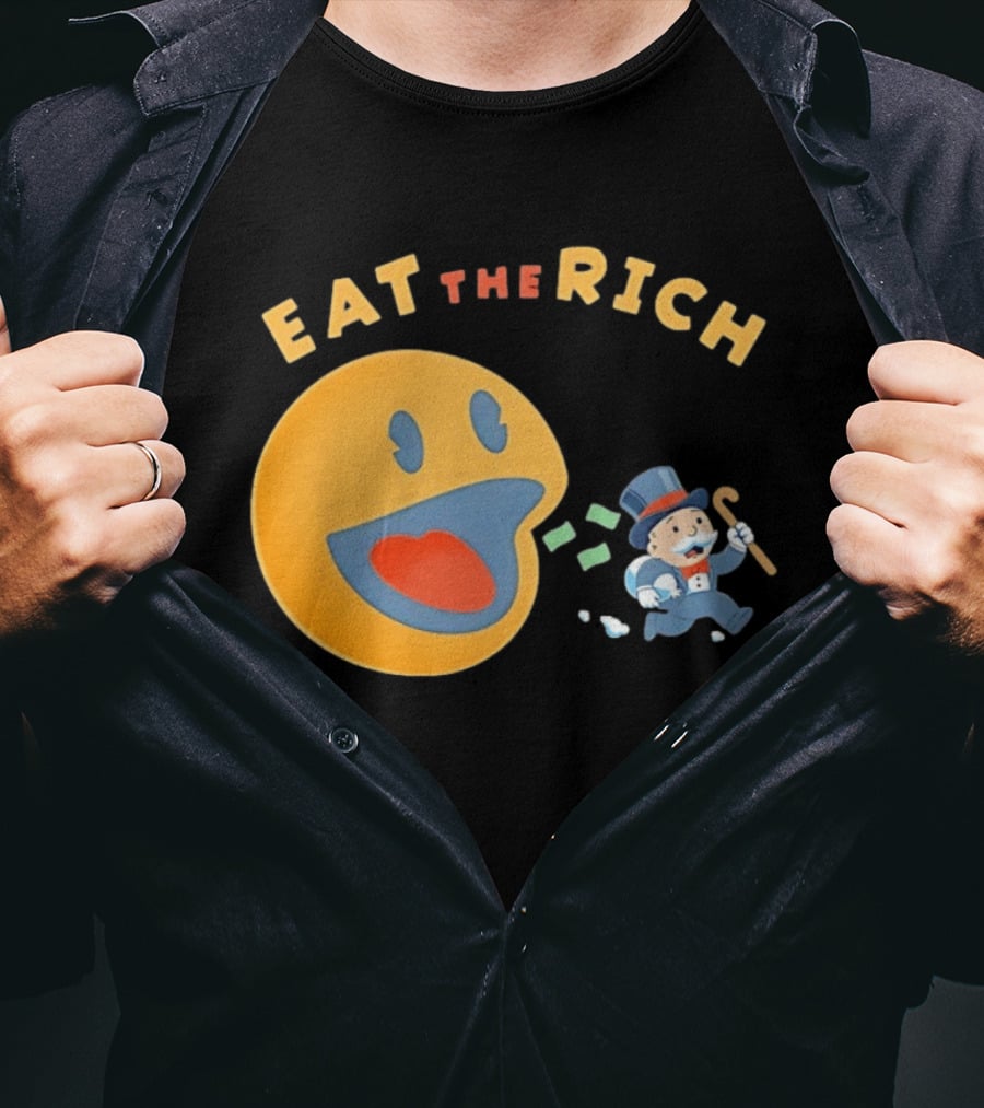 Eat The Rich Monopoly Man Pac Man Capitalism T-Shirt