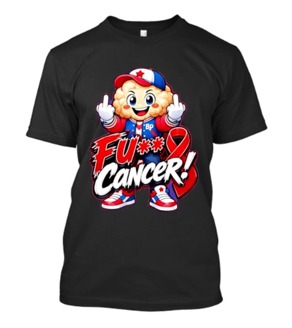 Cancer Awareness With Cauliflower Character And Red Ribbon T-Shirt
