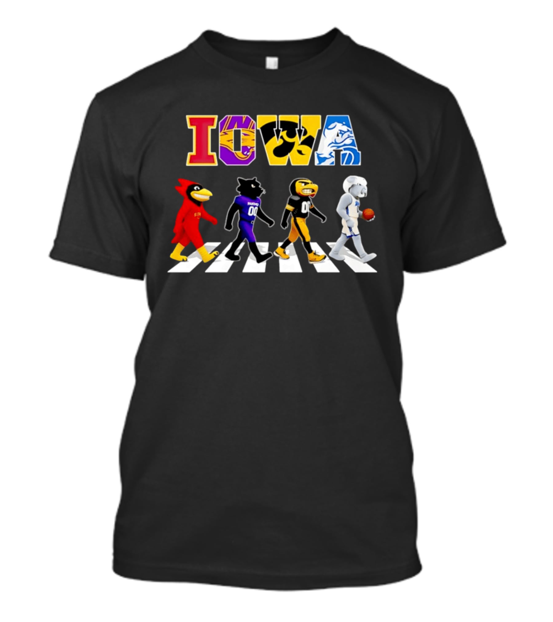 Iowa Mascots Abbey Road Walk Cardinals Panthers Bulldogs T-Shirt