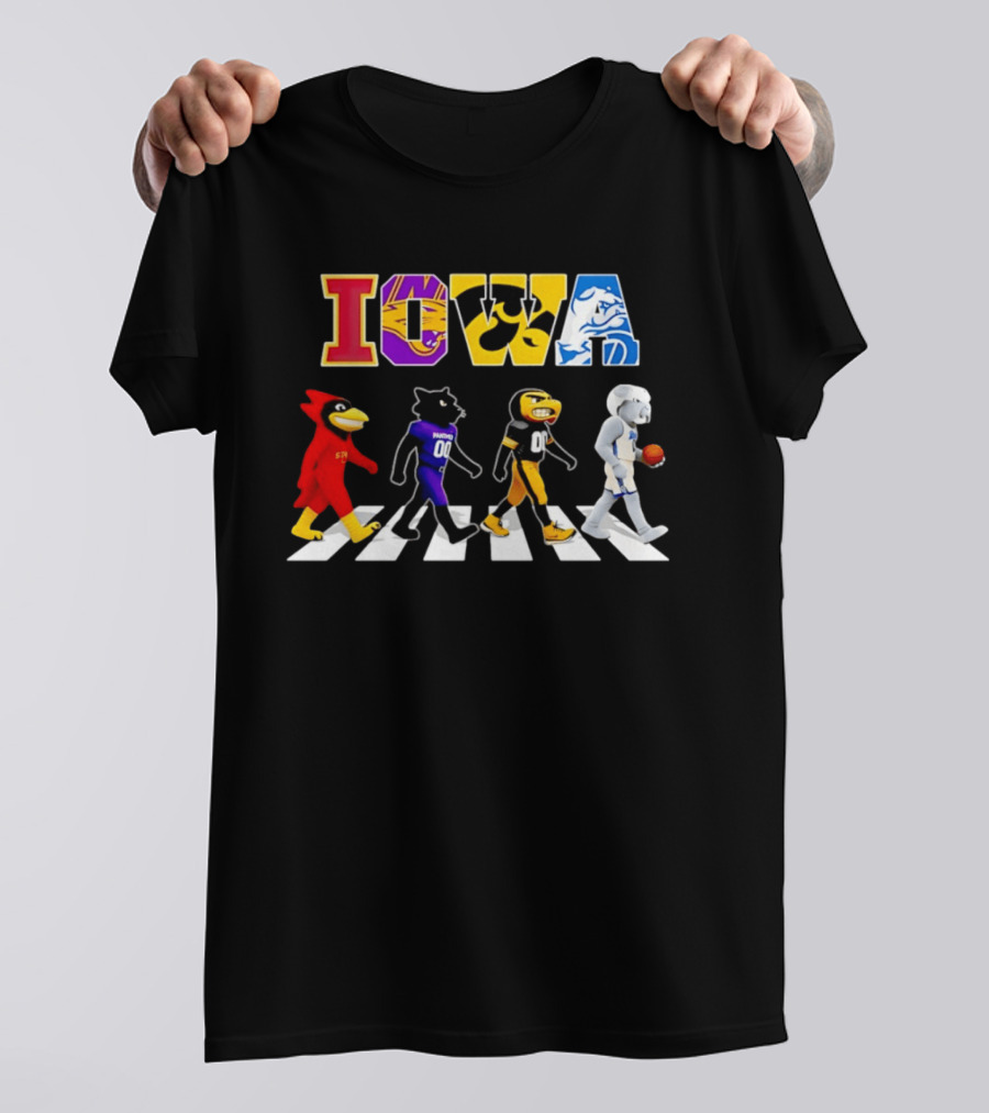 Iowa Mascots Abbey Road Walk Cardinals Panthers Bulldogs T-Shirt
