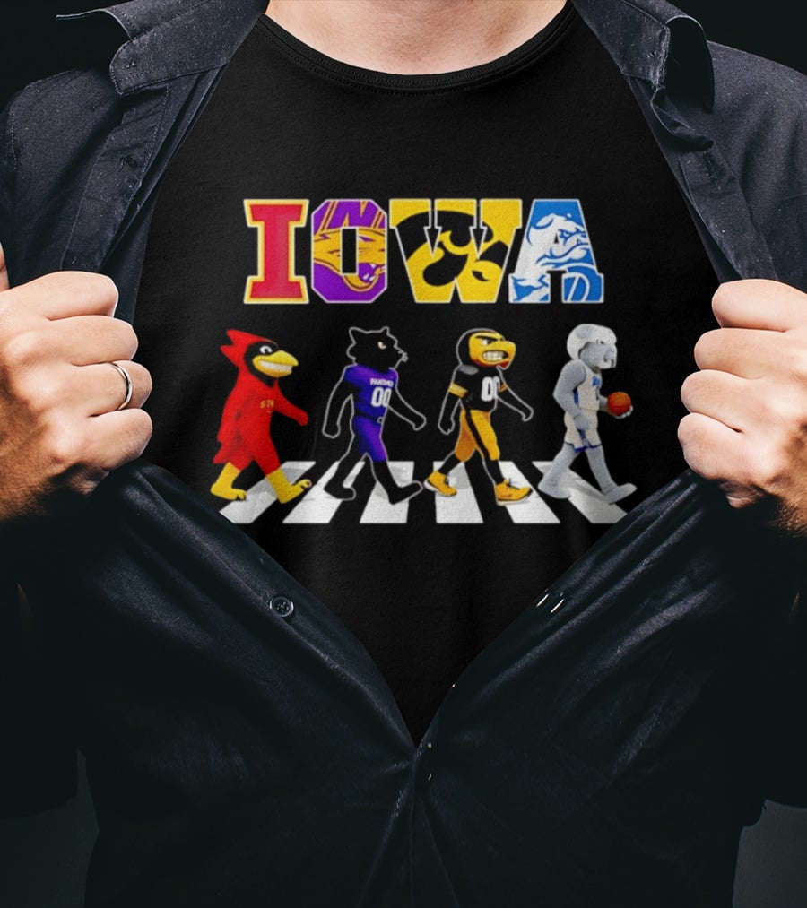 Iowa Mascots Abbey Road Walk Cardinals Panthers Bulldogs T-Shirt