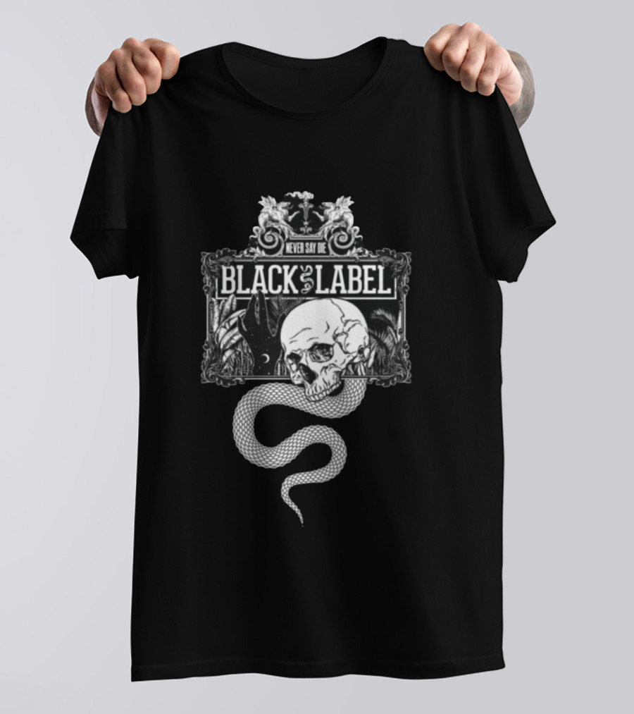 Never Say Die Black Label Skull Snake Art Kt8 Store Black Magic T-Shirt