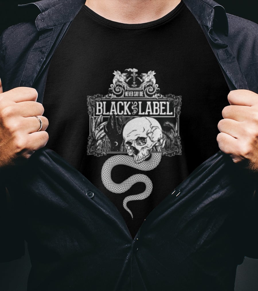 Never Say Die Black Label Skull Snake Art Kt8 Store Black Magic T-Shirt