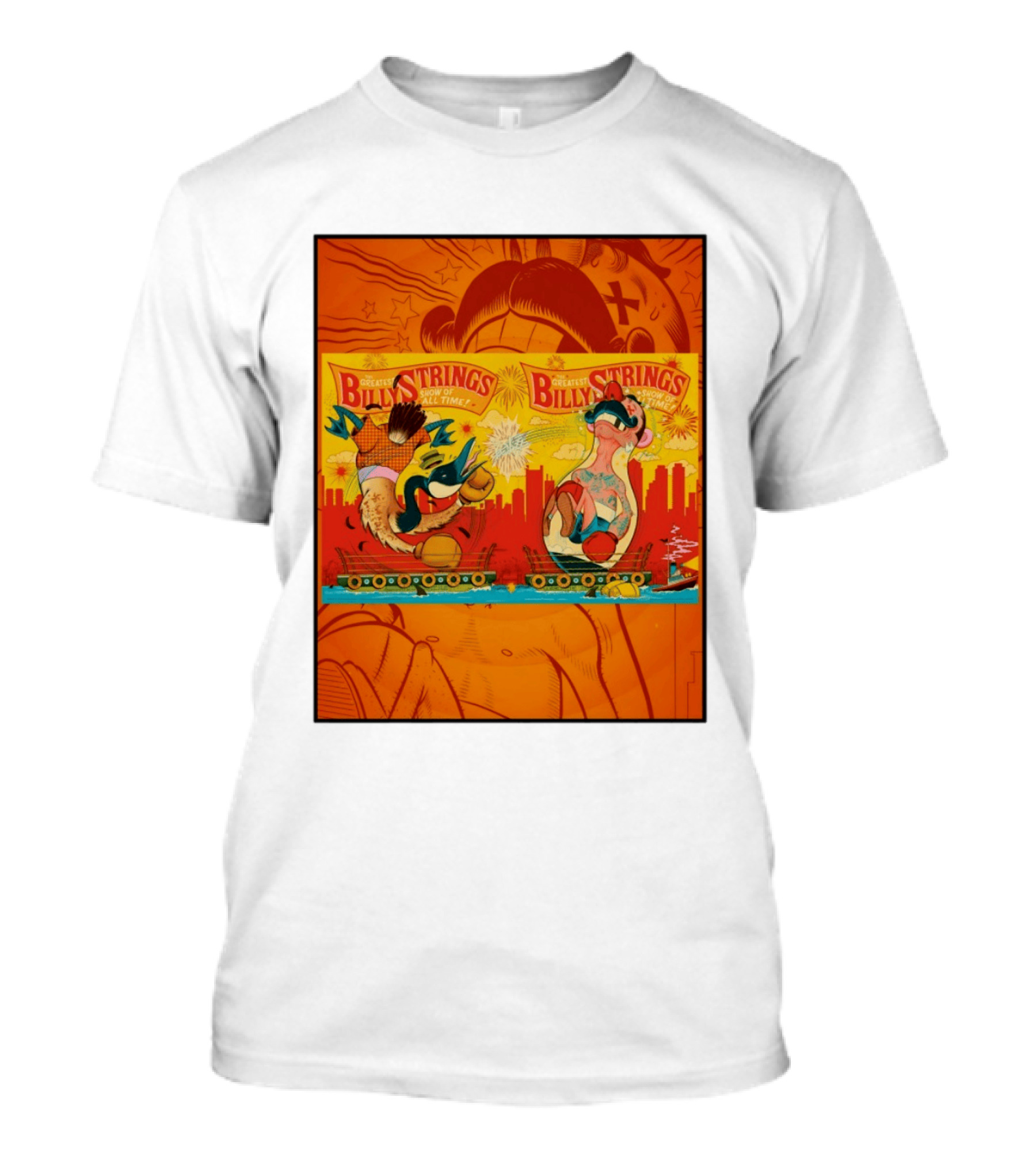 Billy Strings Greatest Show Of All Time Boxing Panels Playful Cartoon T-Shirt