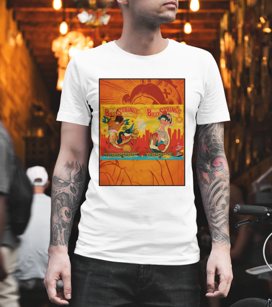 Billy Strings Greatest Show Of All Time Boxing Panels Playful Cartoon T-Shirt