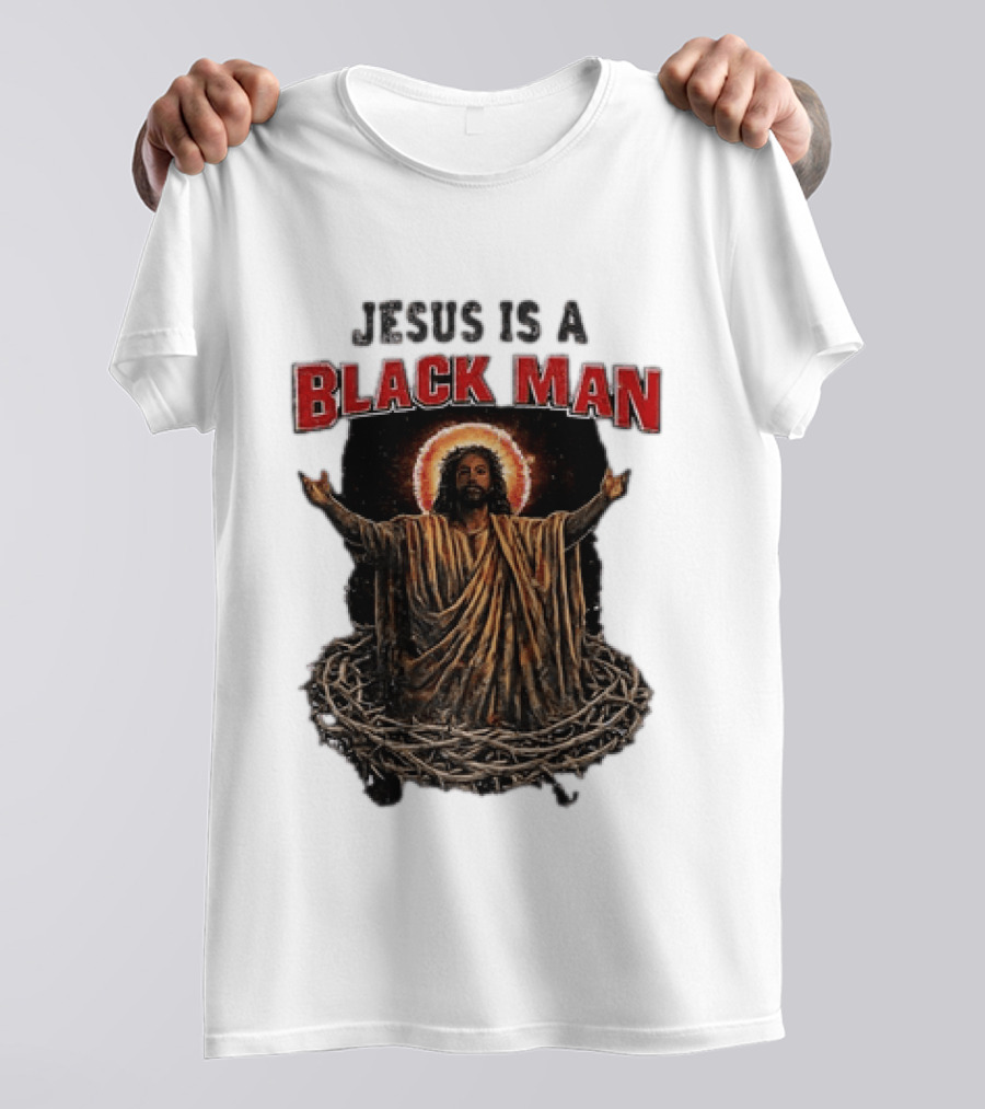 Jesus Is A Black Man With Thorns And Radiant Halo T-Shirt