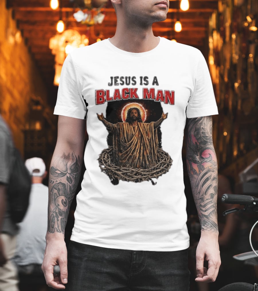 Jesus Is A Black Man With Thorns And Radiant Halo T-Shirt