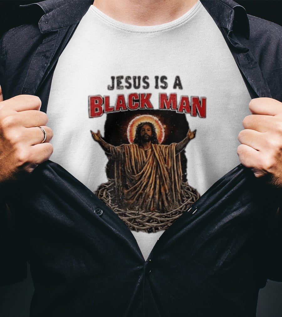 Jesus Is A Black Man With Thorns And Radiant Halo T-Shirt