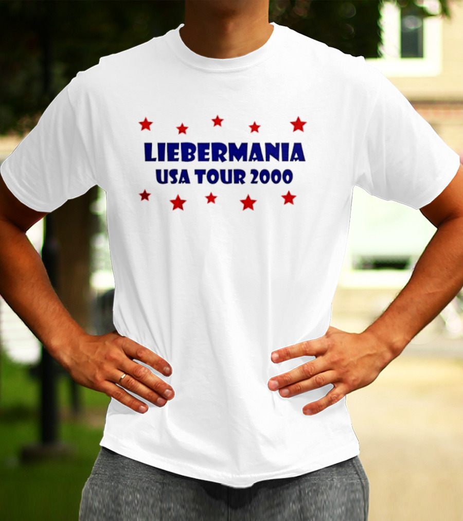Joe Lieberman 2000 Presidential Campaign Liebermania USA Tour 2000 Red Stars T-Shirt