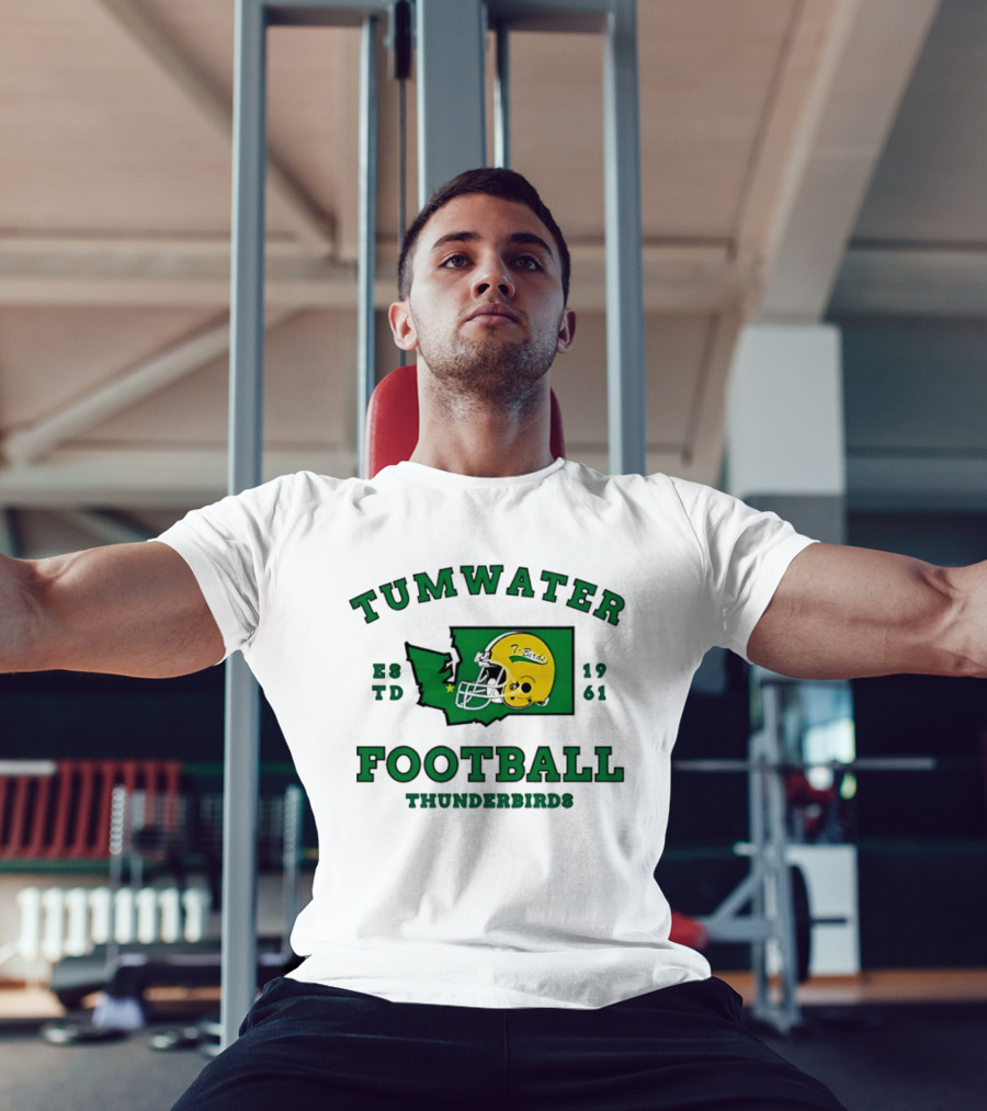 Tumwater Football Thunderbirds 1961 Estd Helmet And Washington State T-Shirt