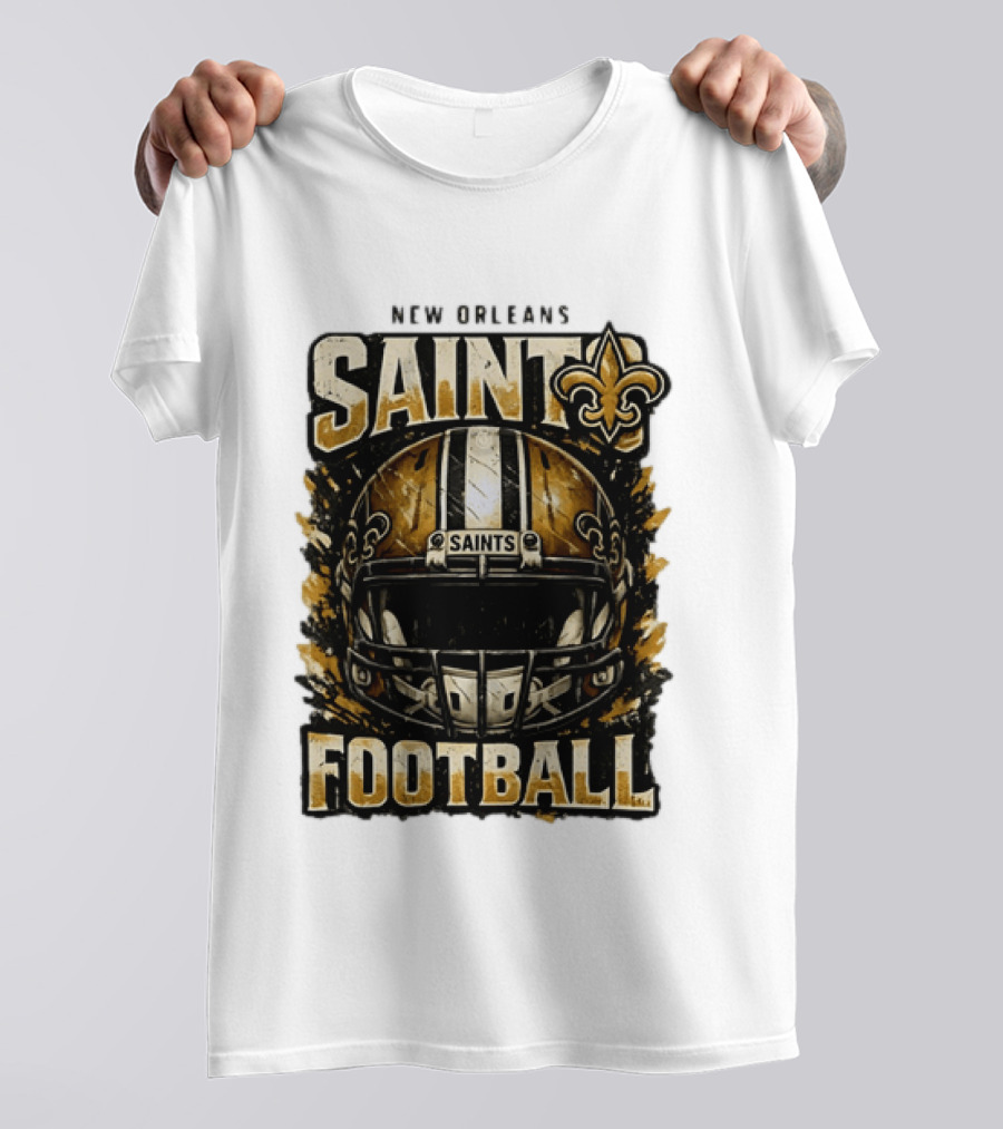 New Orleans Saints Football Helmet Distressed Fleur De Lis T-Shirt